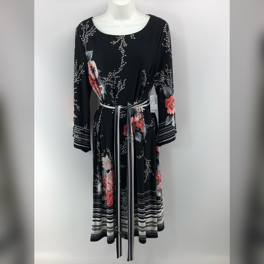 Dress Barn Roz & Ali midi wrap tie dress size L - Picture 5 of 8